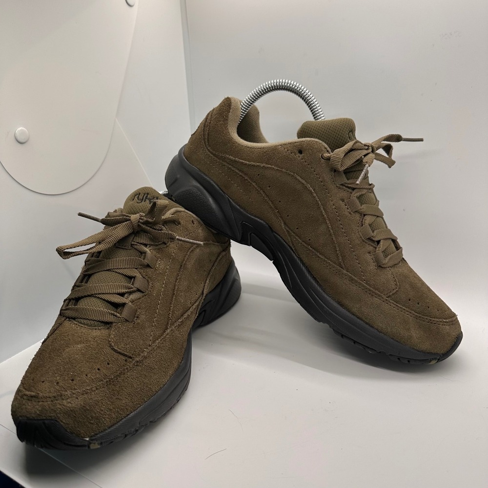 Ryka Catalyst II Walking Shoes Women's US 10M Olive Green Soft‎ Suede Leather